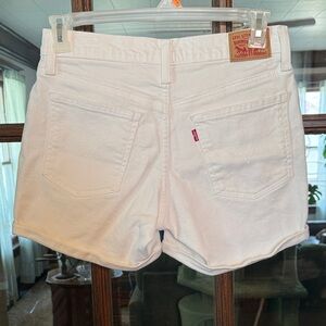 Levis Womens Mid Length White Denim Shorts Size 29 Cuffed Hem 5-Pocket Classic